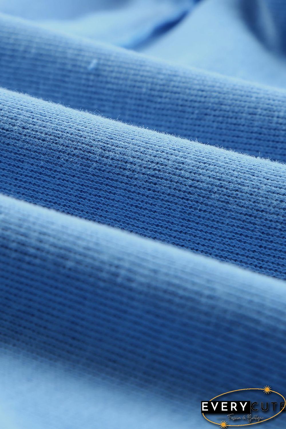 Sky Blue Casual Button Solid Patchwork Trim Hoodie