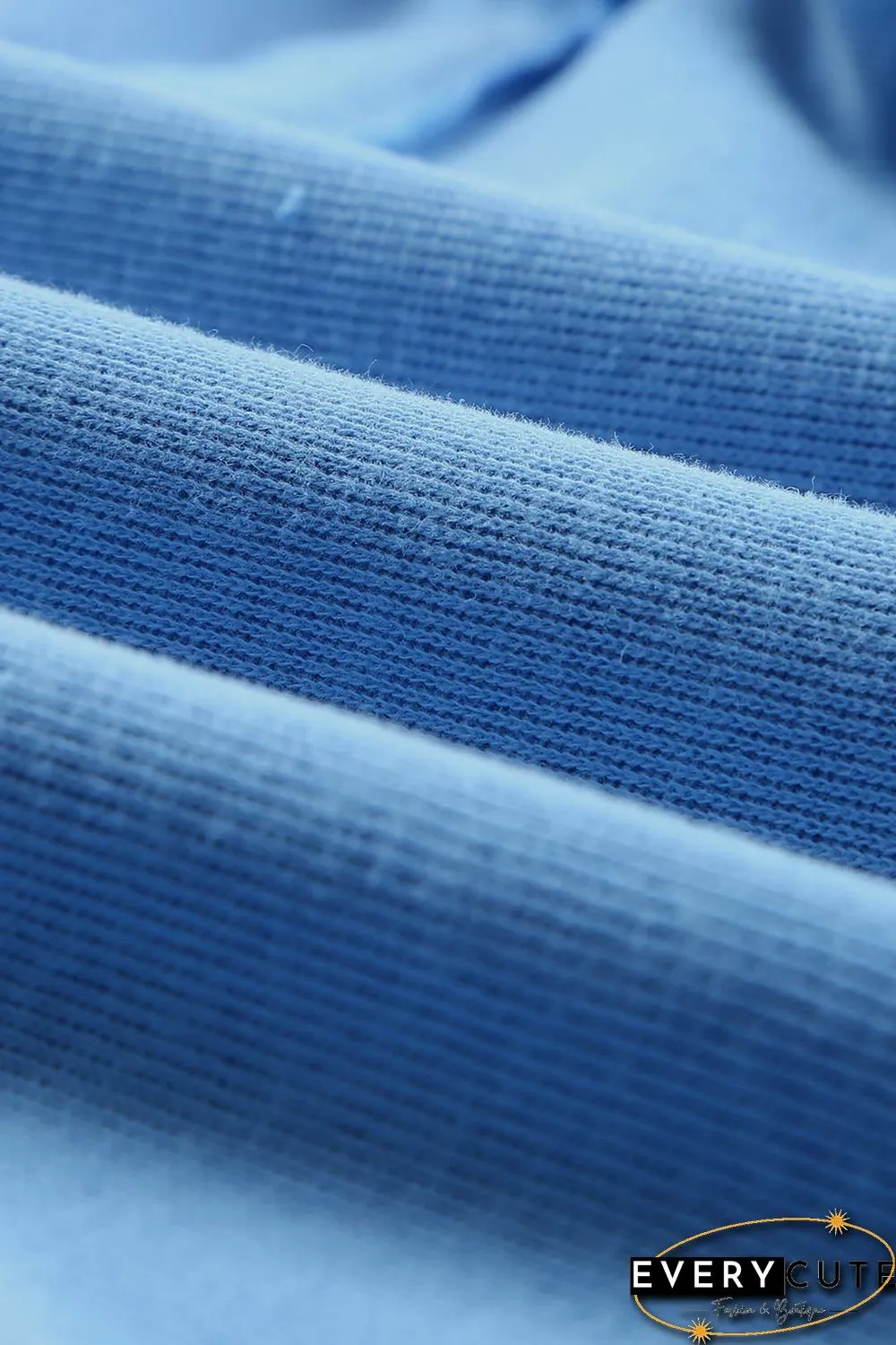 Sky Blue Casual Button Solid Patchwork Trim Hoodie