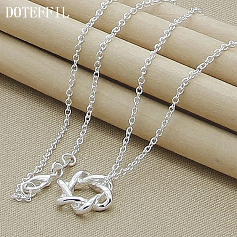 DOTEFFIL 925 Sterling Silver Six Star Pendant Necklace 18 Inch Chain For Women Jewelry