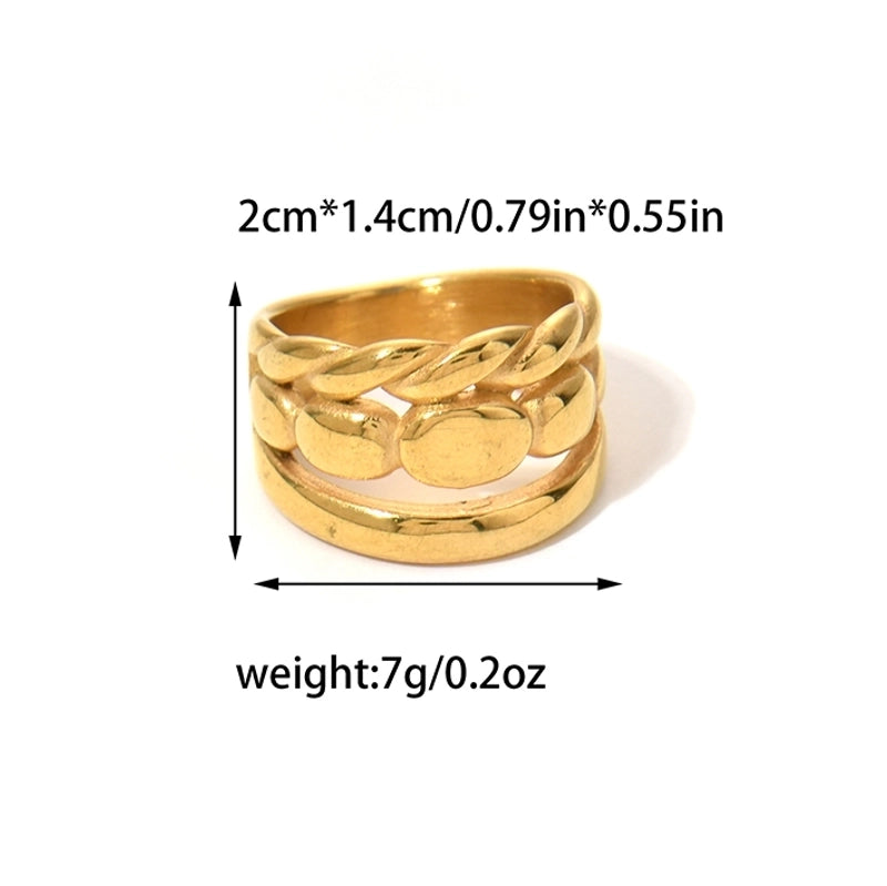 Vintage Style Modern Style Commute Heart Shape Twist 304 Stainless Steel Zircon 14K Gold Plated Plating Hollow Out Inlay Rings