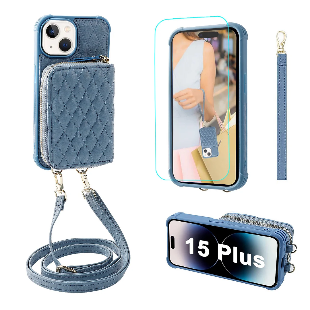MONASAY Zipper Wallet Case for iPhone 15 Plus