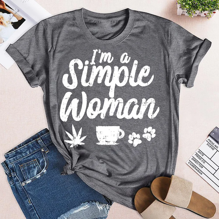 Im A Simple Woman Weed Coffee  T-Shirt Tee-04831-Annaletters