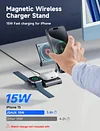 3-in-1 Qi Wireless Charging Station 27W Magsafe Fast Charging Base Portable Foldable Metal Magnetic Bracket Compatible With iPhone12-16 Full Range of Magnetic Charging
