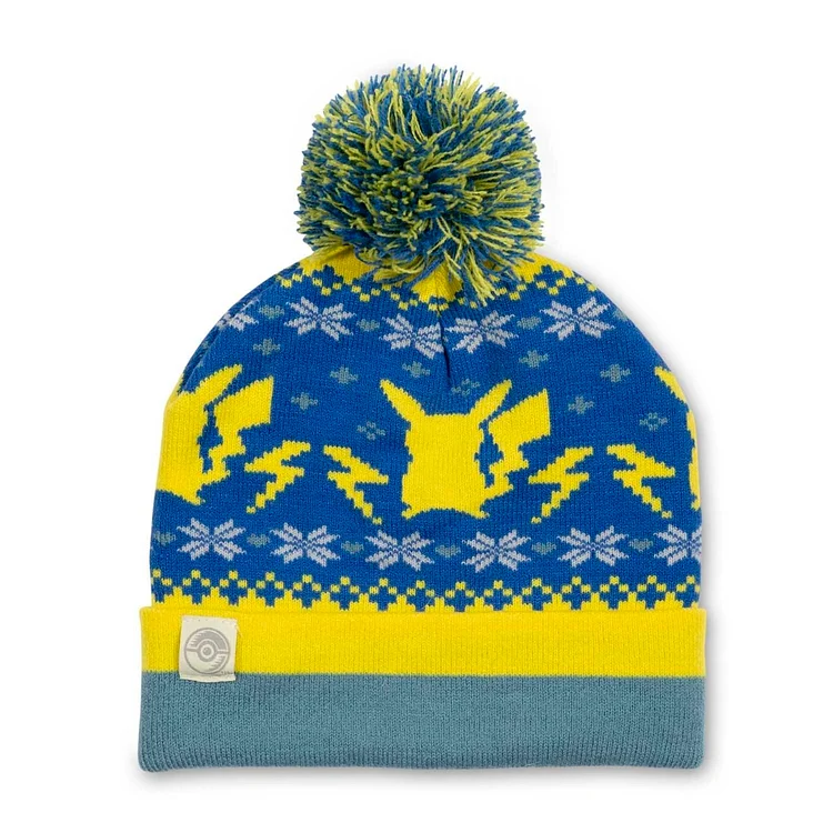 Pikachu Festive Winter Blue Knit Beanie (One Size-Adult)