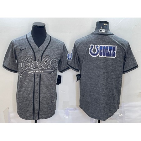 Men's Indianapolis Colts Grey Team Big Logo With Patch Cool Base Stitched Baseball Jersey VKZF