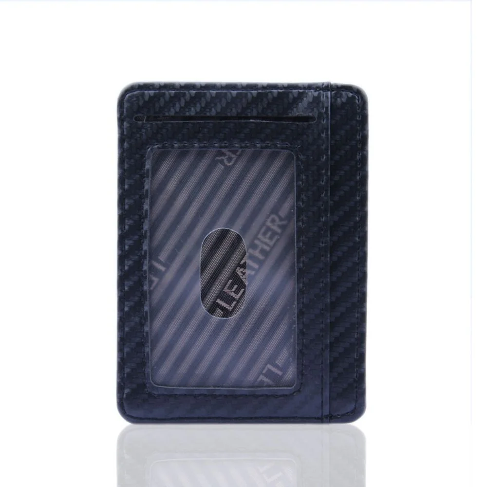 New Slim Carbon Fiber Leather Men's Wallet Card Holder Black Blue Brown Luxury High Quality Designer Money Phone Coin Bag