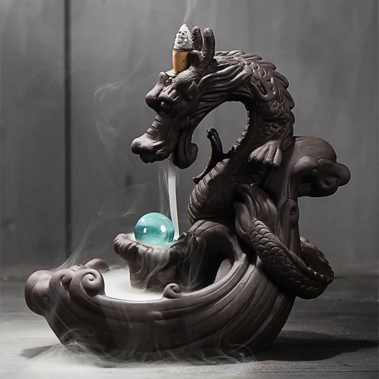Backflow Incense Burner Dragon Handmade Ceramic