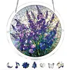 (18.5cm)DIY Acrylic Jigsaw Puzzle Window Hanging with Hanging Chain DIY Stained Glass Decoration Round Window Puzzle Decor for DIY Craft Project (Stained Glass Flower)