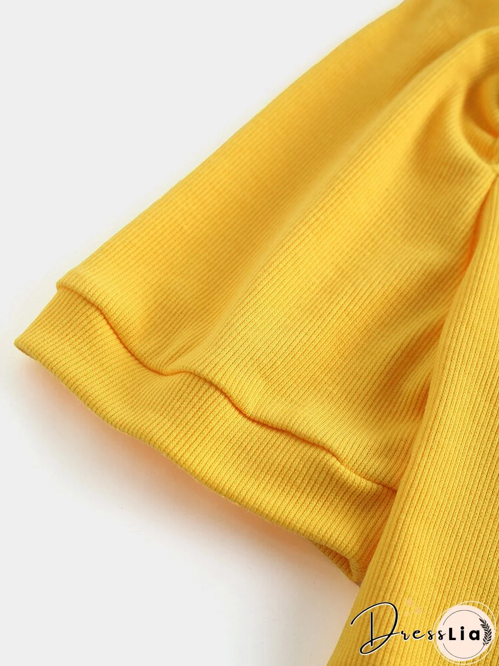 Solid Puff Short Sleeve Slit Square Collar Crop Top