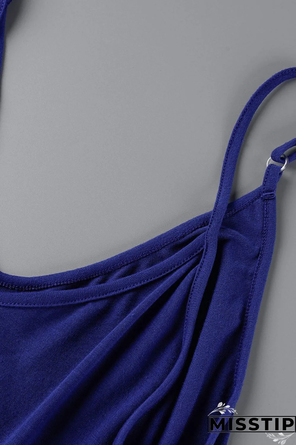 Blue Casual Solid Patchwork Spaghetti Strap Straight Plus Size Dresses