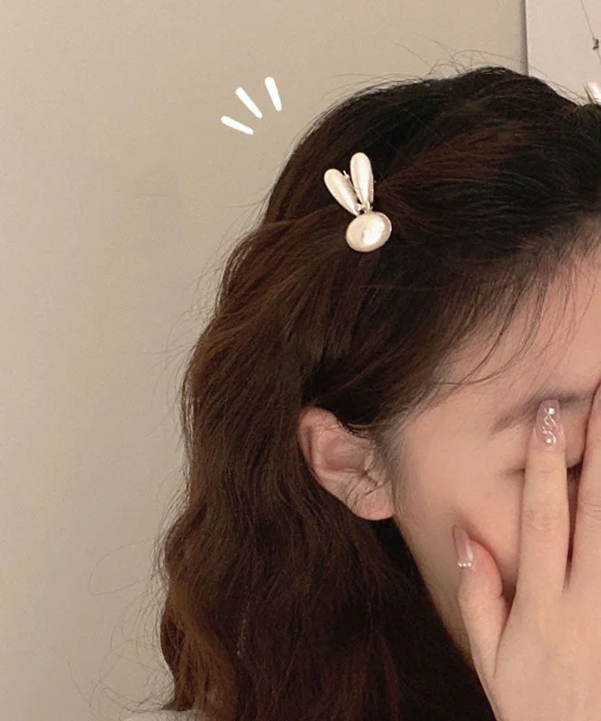 Simple White A Pair Alloy Little Rabbit Hairpin