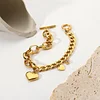Heart Pendant Zircon OT Buckle 18K Golden Bracelet