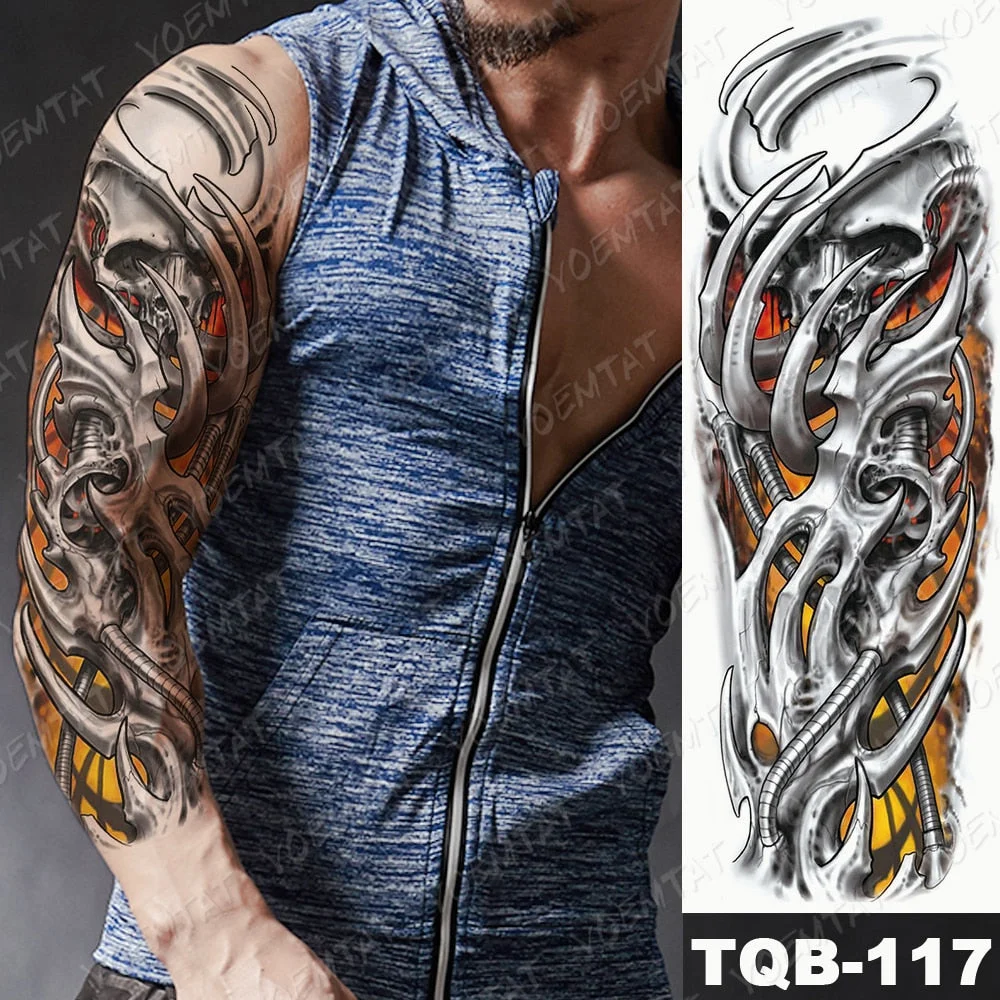 Large Arm Sleeve Tattoo Airplane soldier Pilot Waterproof Temporary Tatto Sticker Sailing Compass Body Art Full Fake Tatoo Women
