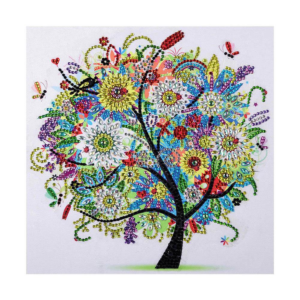 Colorful Tree 30x30cm(canvas) beautiful special shaped drill diamond painting