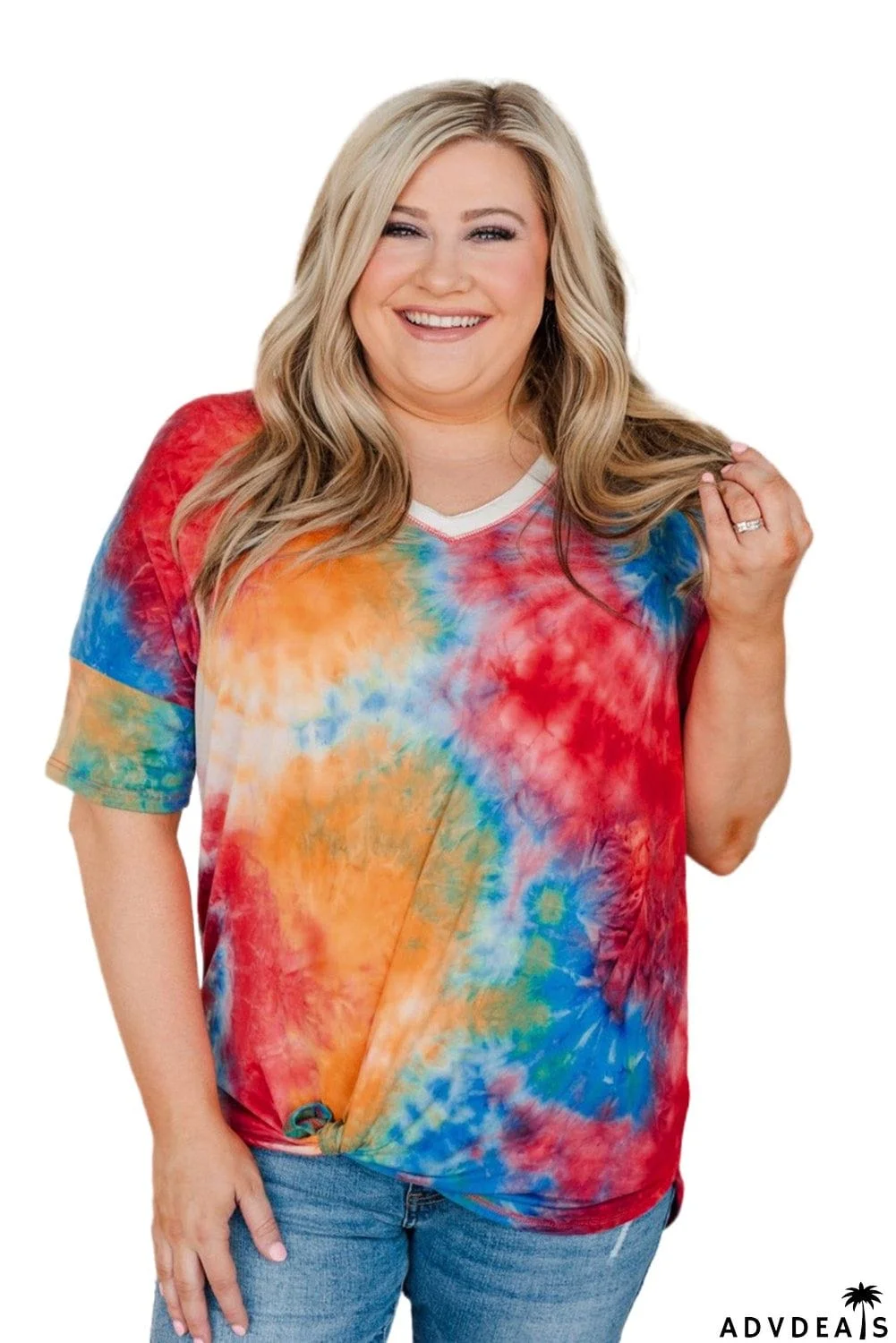 Multicolor Tie-dye Plus Size Tee