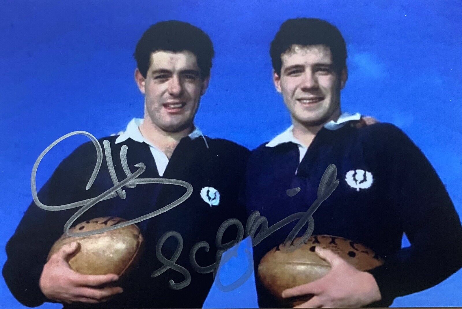 Gavin & Scott Hastings Genuine Hand Signed Scotland 6X4 Rugby Photo Poster painting