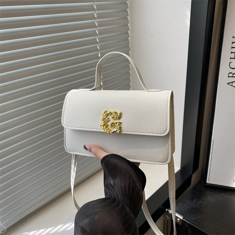 Women’s Pu Leather Solid Color Streetwear Square Magnetic Buckle Shoulder Bag Handbag Crossbody Bag