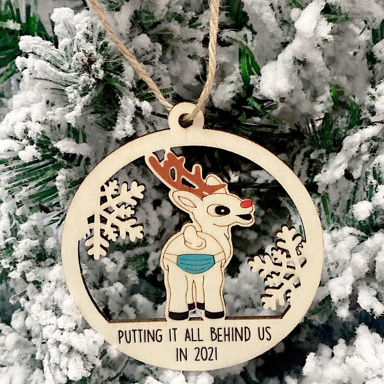 Putting It All Behind Us in 2021 Wooden Christmas Ornament