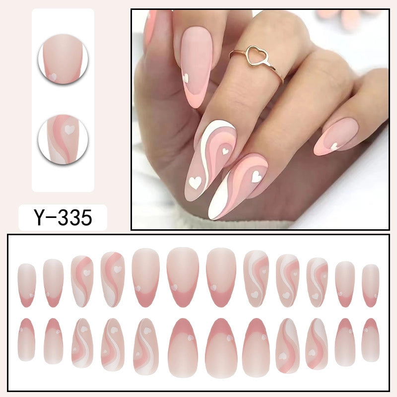 Sweet Color Block Heart Shape ABS Press-on Nails 1 Set