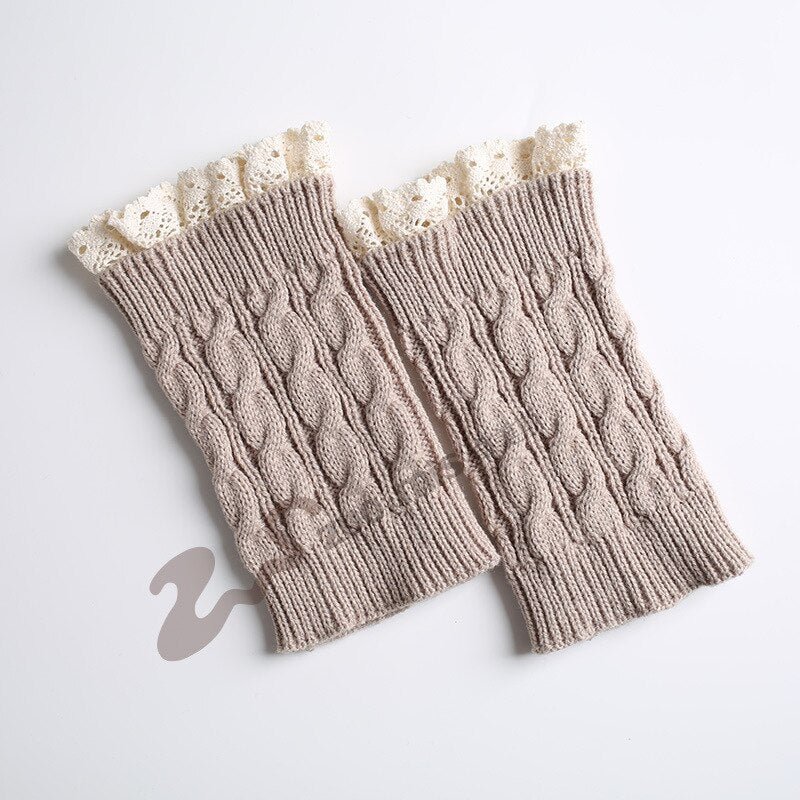 Leg Warmers Women Lace Solid Color Knitted Crochet Womens Korean Style Winter Warm Knee-stocks Simple Trendy Elegant Ladies Chic