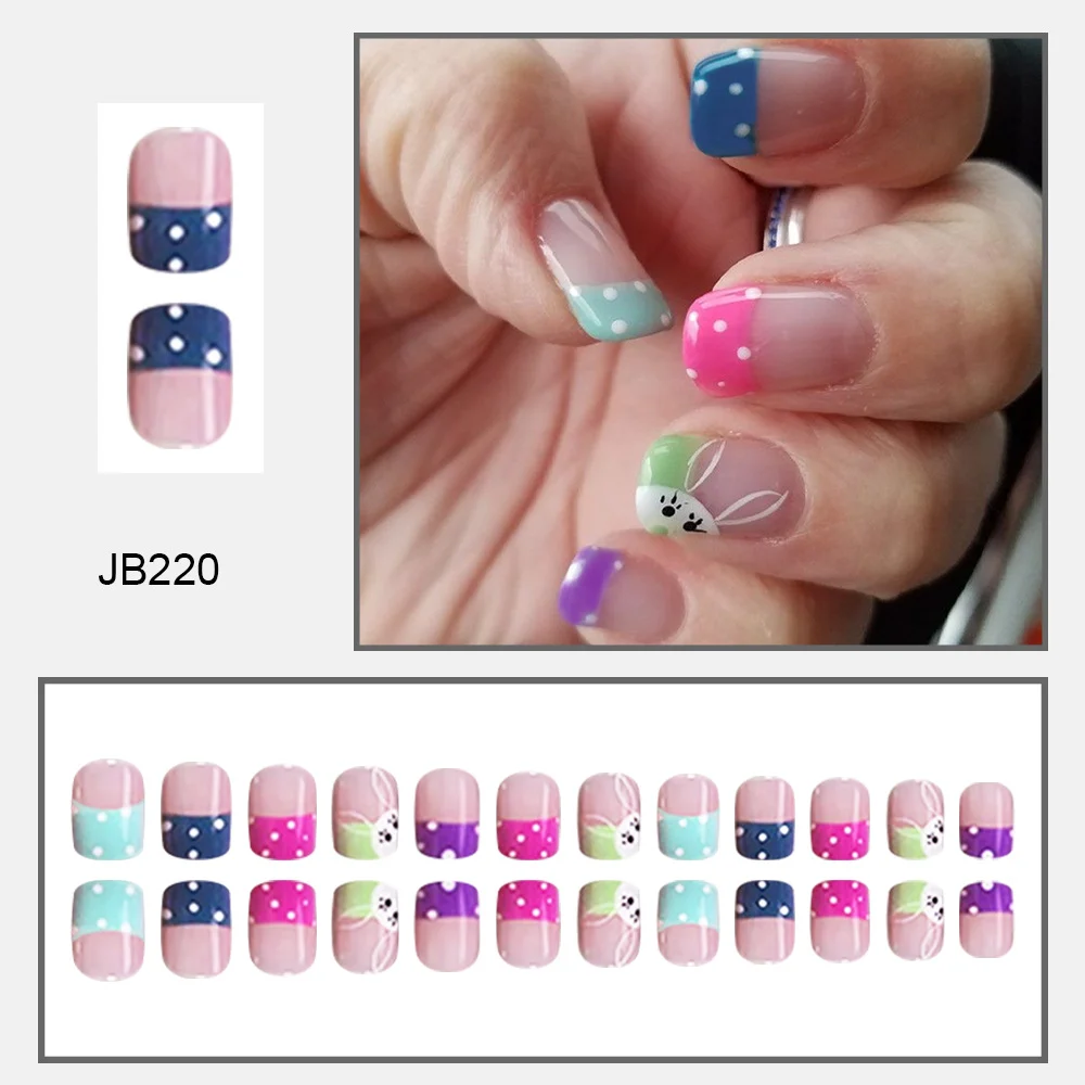 Churchf Churchf Square Armour A Lovely Polka Dot Rabbit Nail Piece Wearing Armor Removable Nail Nail Piece