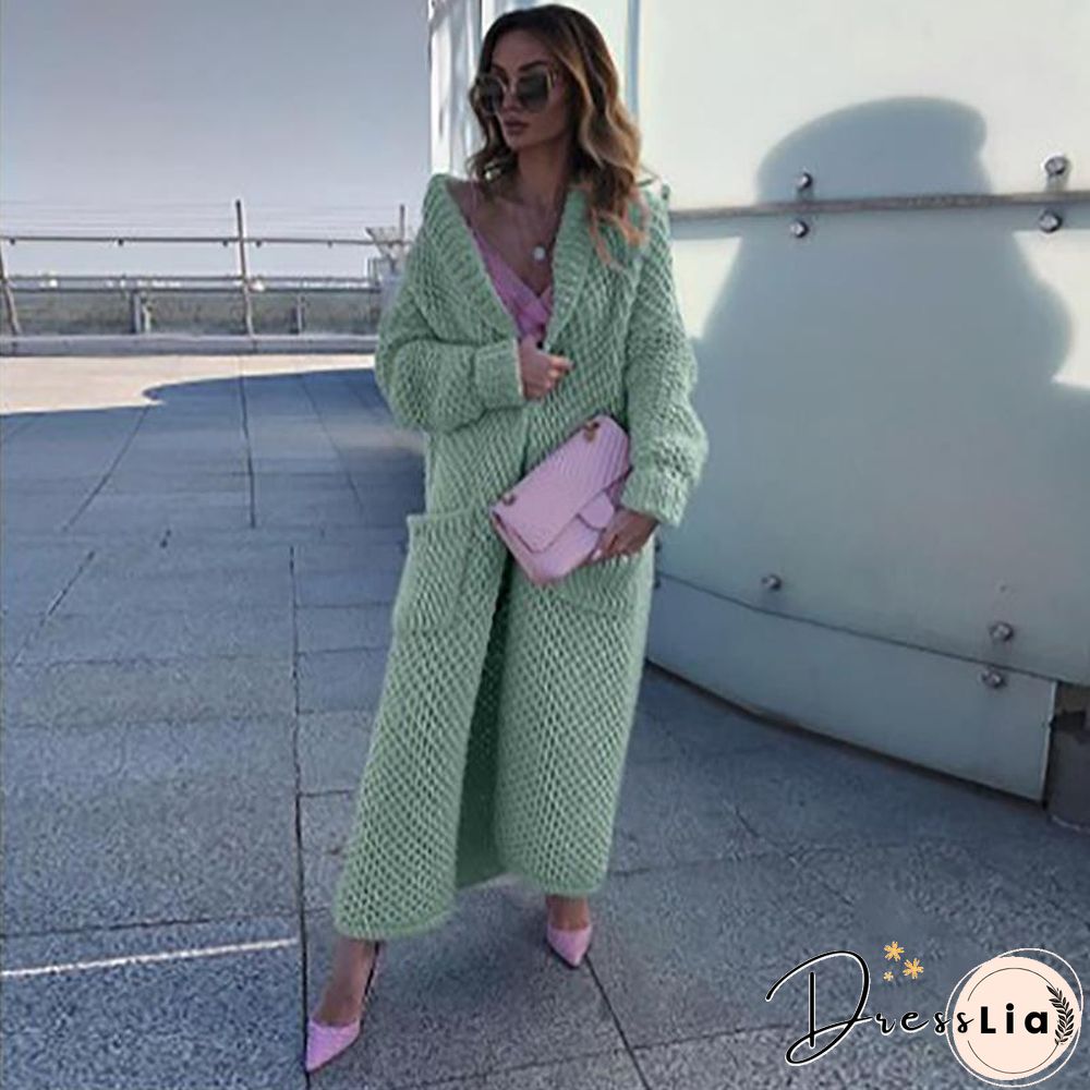 Long Pure Color Pocket Outerwear