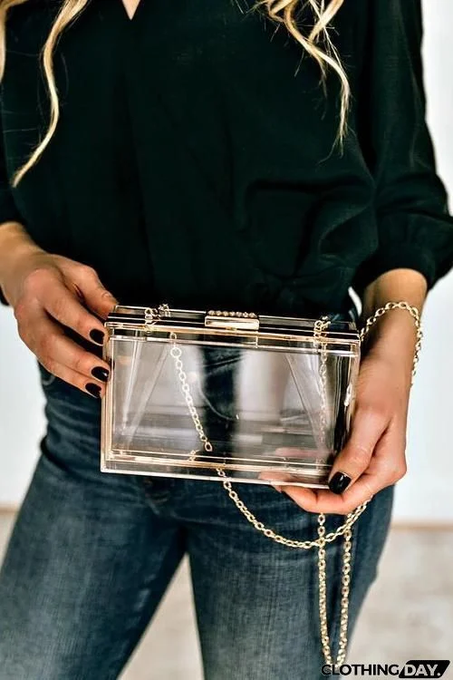 Feather Clear Square Crossbody Bag