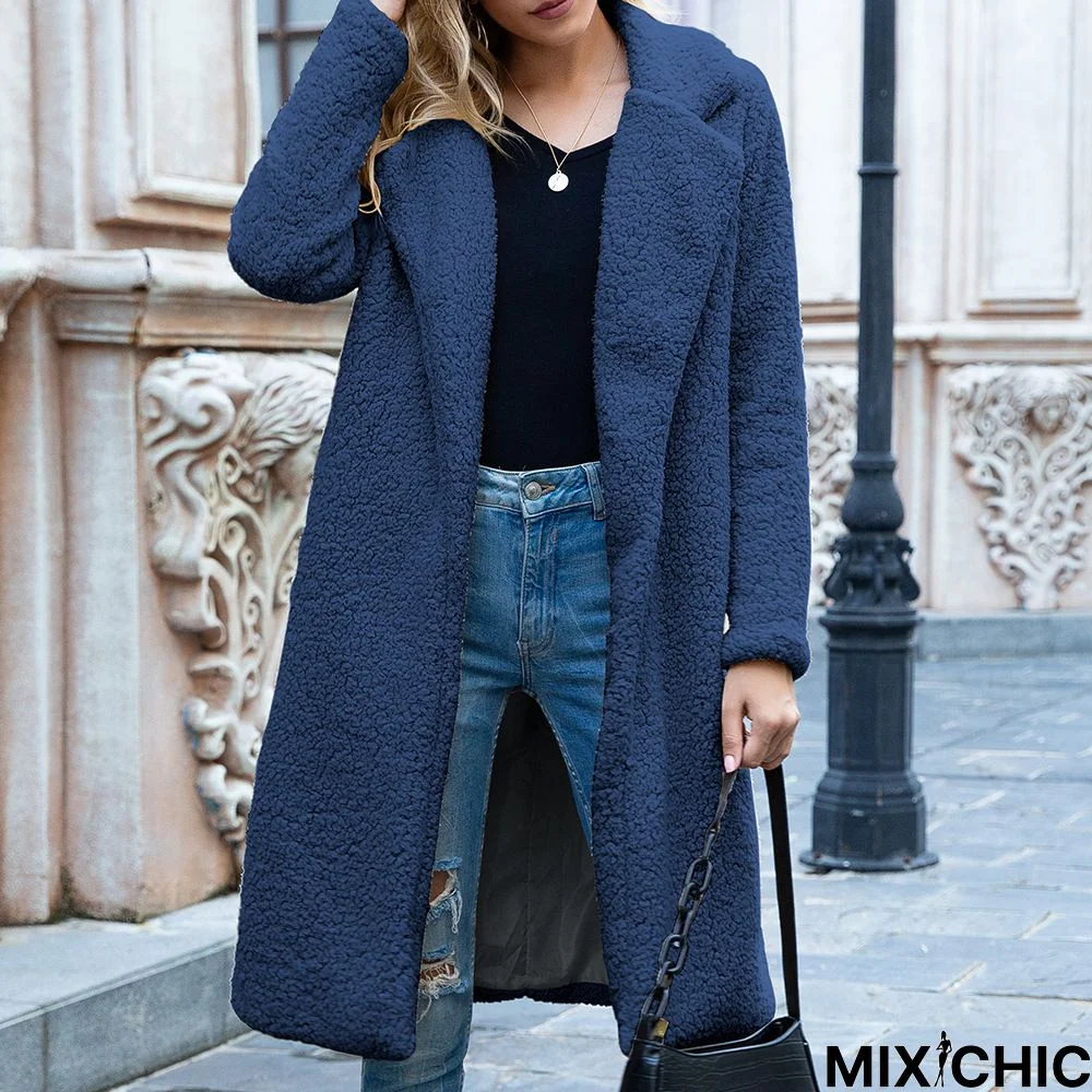 Casual Patchwork Shawl Collar Overcoat