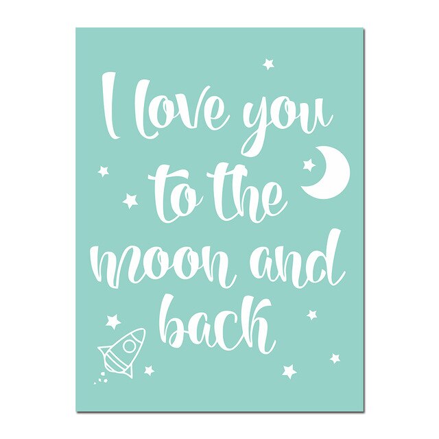 Poster Nordic Cartoon Inspirational Quote Canvas Poster Moon Mountain Scandinavian Decor Picture for Baby Kids Wall Decoration