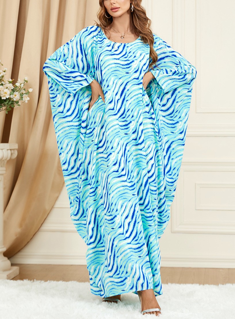 Water Ripple Pattern Bat Sleeve Loose Kaftan | Oxredo Shop Ramadan Sale
