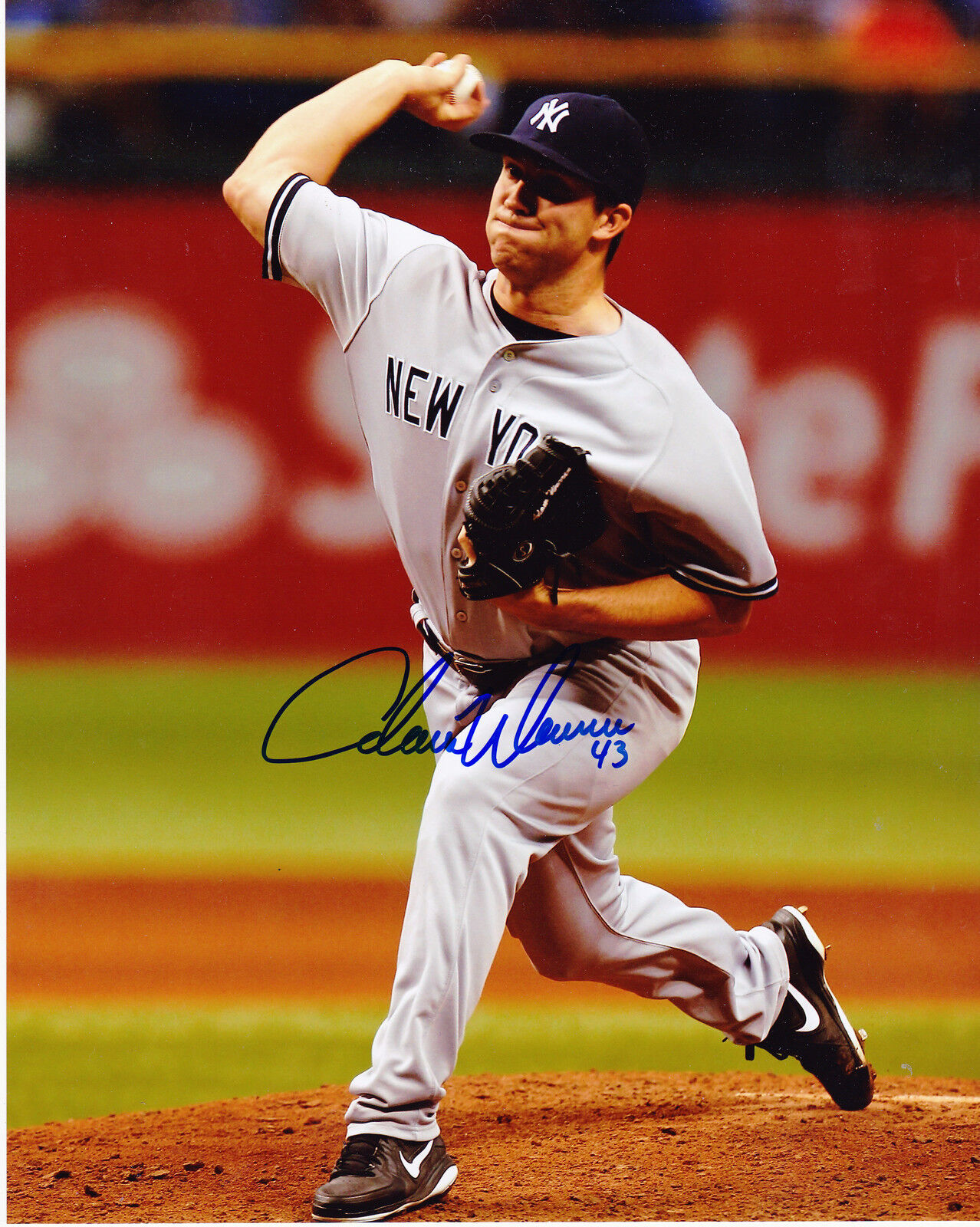 ADAM WARREN NEW YORK YANKEES ACTION SIGNED 8x10