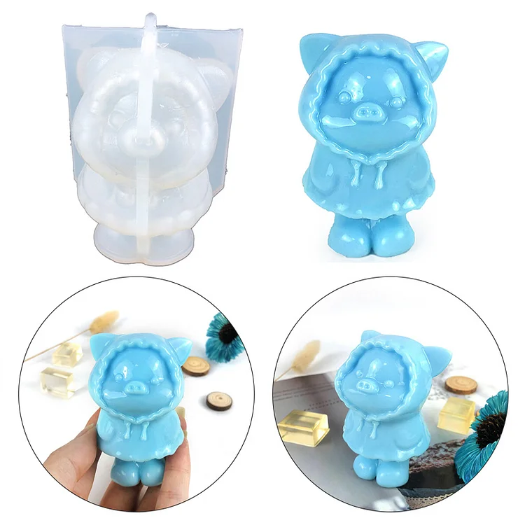 3D Raincoat Piggy Ornament Resin Mold CrazyMold