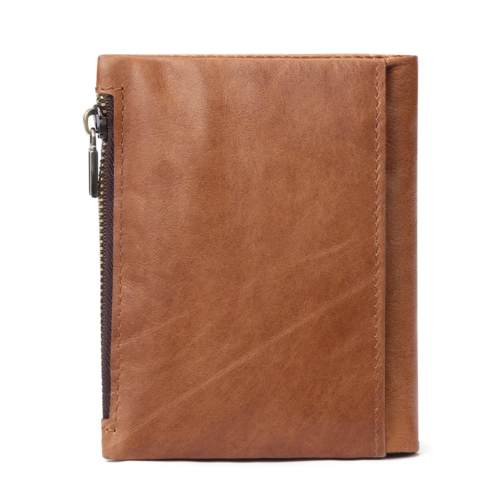 Men's wallet rfid leather wallet casual fashion double zipper multi card slot retro clutch