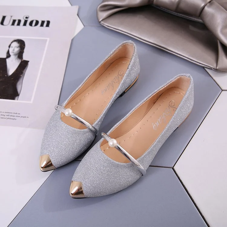 Wongn Wongn Summer Autumn New Pointed Low Heel Pearl Single Shoes Female British Flat Bottom Student Shallow Mouth Women's Shoes