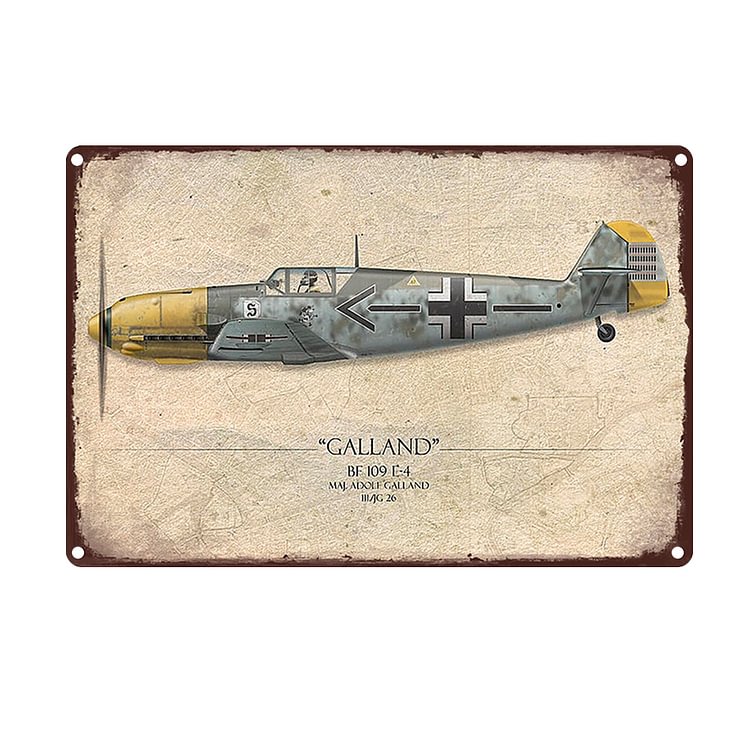 Avion de chasse - Enseigne Vintage Métallique/Enseignes en bois - 20*30cm/30*40cm