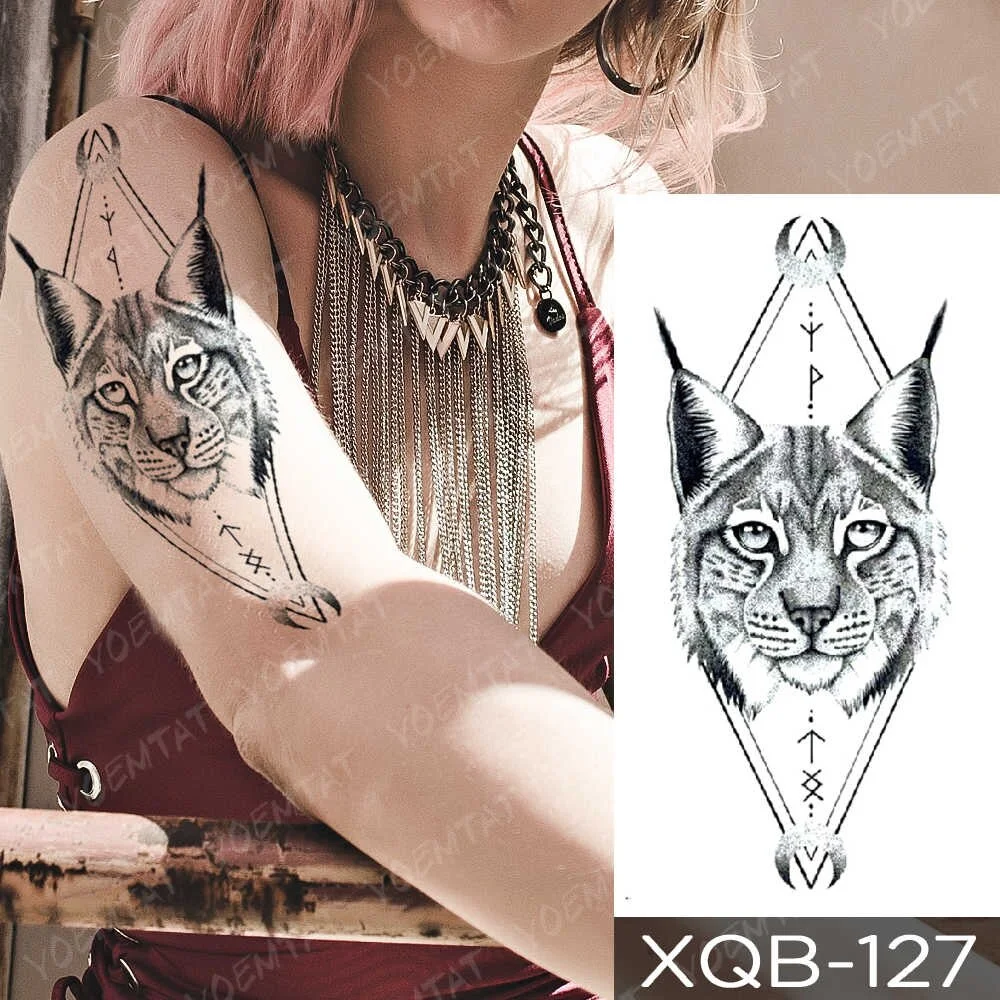 Waterproof Temporary Tattoo Sticker Pink Lotus Rose Lace Flowers Flash Tattoos Snake Dragon Body Art Arm Fake Tatoo Women Men