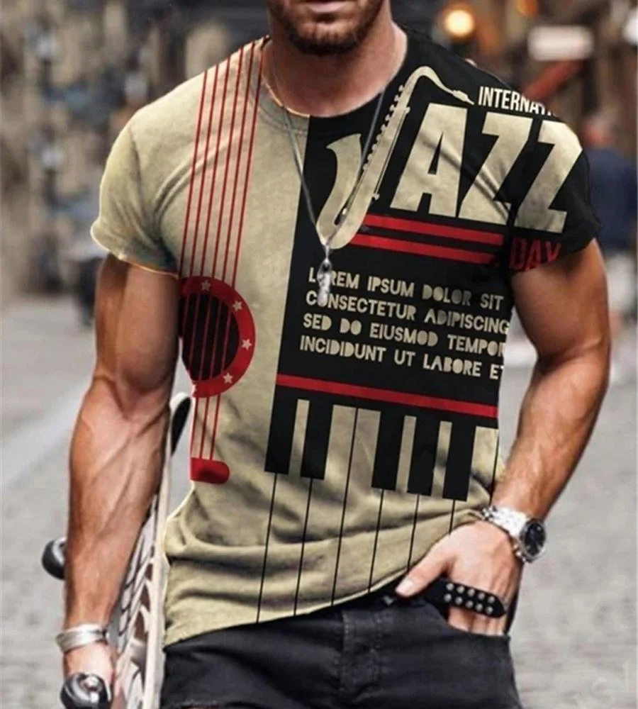 Men Jazz Print Casual T-shirts