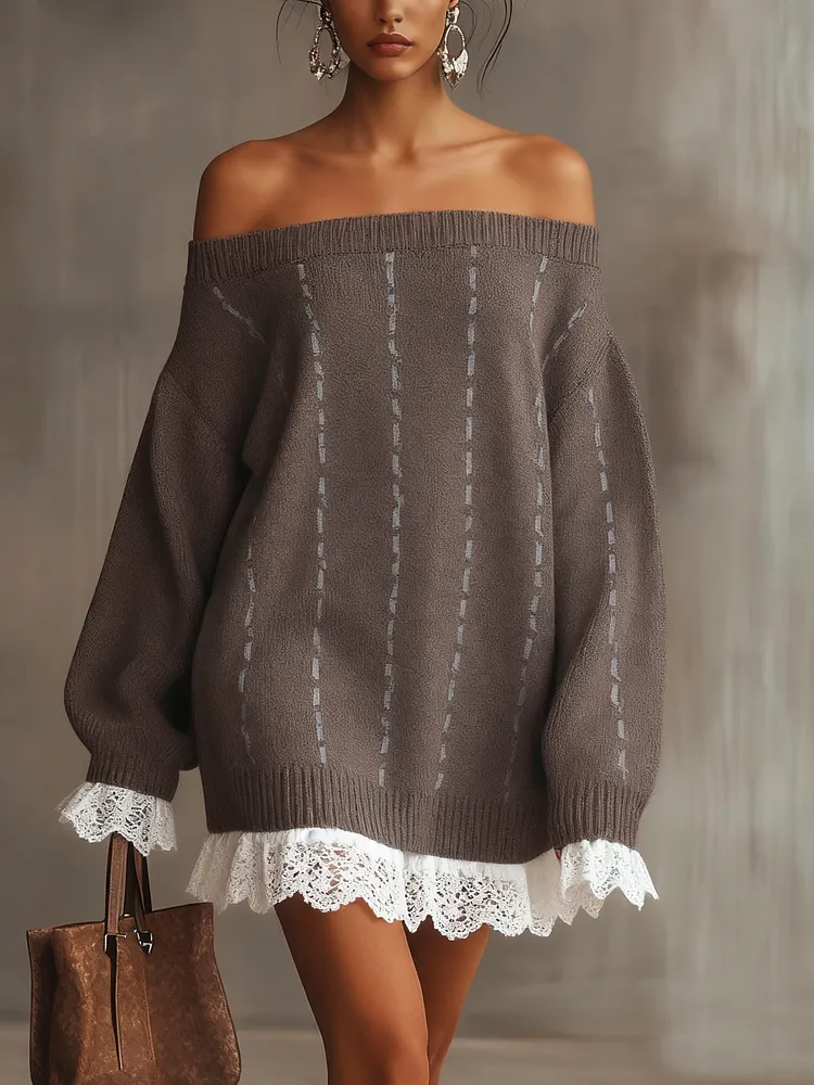 As shown Ruffled Hem Turtleneck Sweater Dress