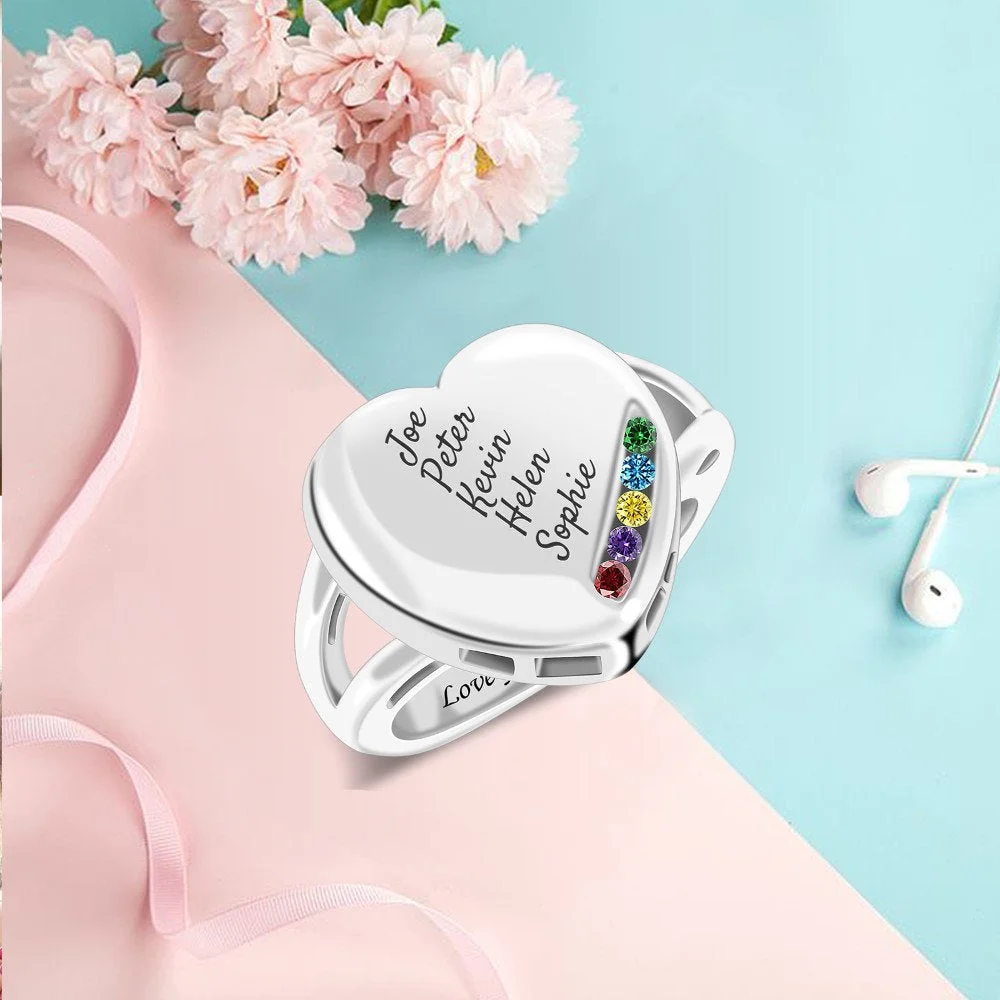 Personalized Lettering Heart Ring For Mother's Day