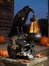 Resin Crow Skull Lamp Gothic Crow Night Light Handcrafted Retro Skull Lamp
