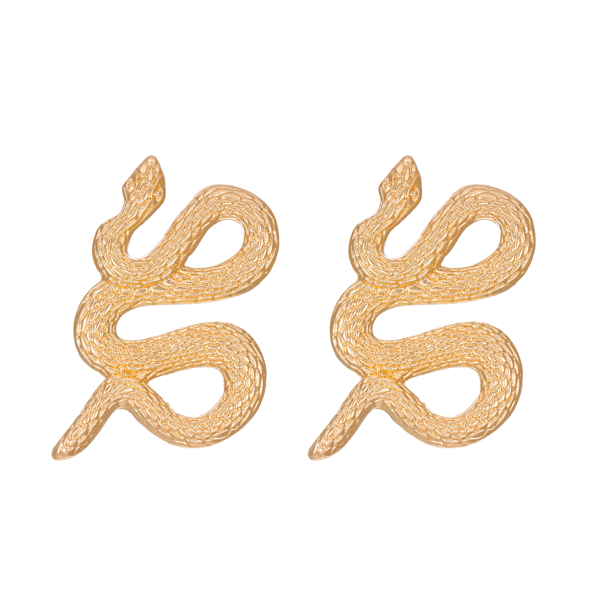 Round Snake Gold-Plated Earrings