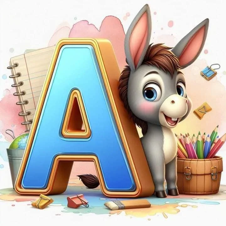 Diamond Painting - Full Round Drill - Donkey&Alphabet(Canvas|40*40cm)