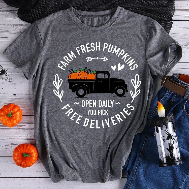 Farm fresh pumpkin T-Shirt Tee -08354-Annaletters