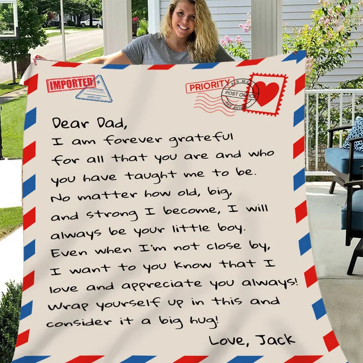 DEAR DAD BLANKET FROM SON PERSONALIZED LOVE LETTER BLANKET FOR DAD FATHER'S DAY BLANKET GIFT BIRTHDAY GIFT FOR DAD[personalized name blankets][custom name blankets]