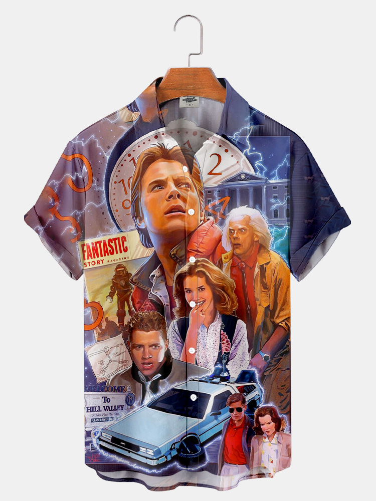 Men'S Classic Science Fiction Movie Printed Shirt PLUSCLOTHESMAN