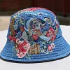Women's Retro Ethnic Style Embroidered Denim Fisherman Bucket Hat