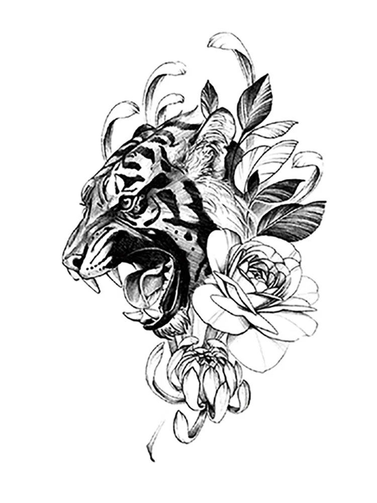 Waterproof Temporary Tattoo wolf tiger totem Fake Tatto Flash Tatoo cross angel Hand Arm middle size art Tattoos for Women men