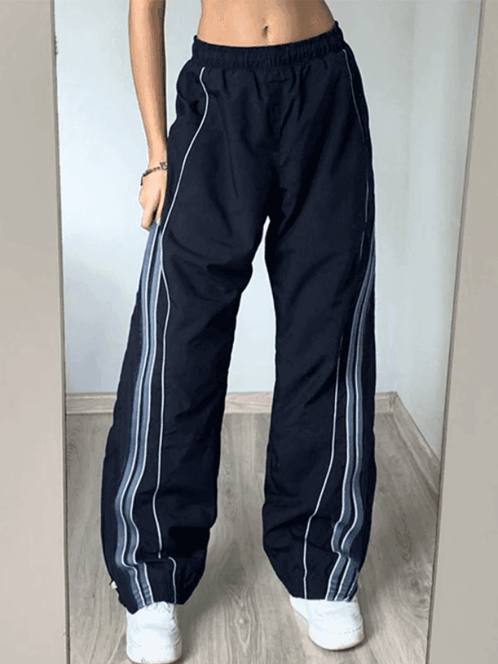 Brownm Vintage Striped Piping Baggy Sweatpants