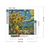 Vitrail tournesol étoilé nuit ronde drill peinture diamant-30*30cm