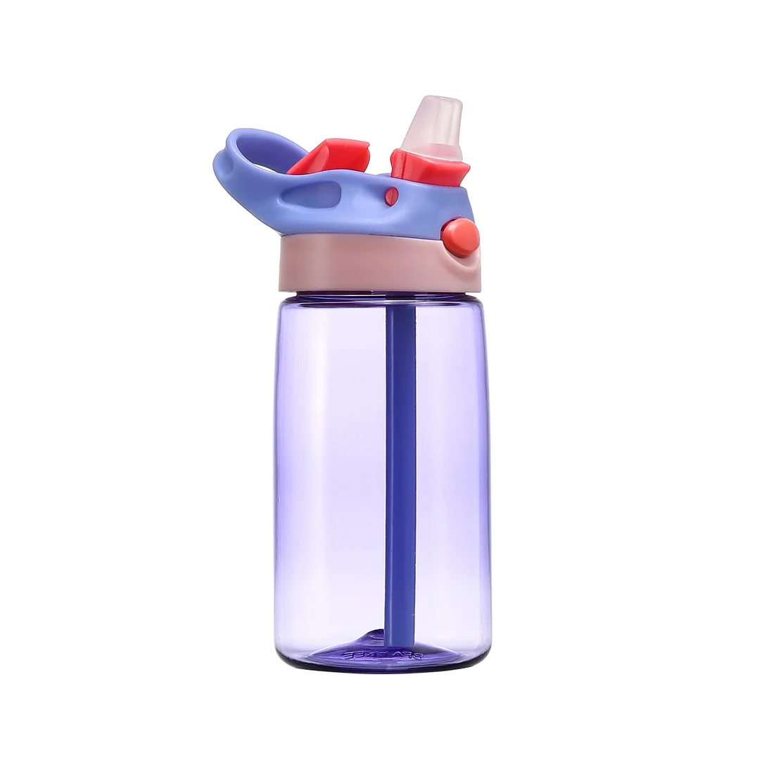 Kids Children Water Bottle With Straw 400ml School Nursery Holiday Tour Hiking Party Sports Eco-friendly Bottles With Lid